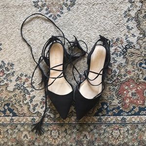 Black lace up flats